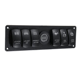 Dark Slate Gray 12V-24V 6 Gang LED Digital Voltmeter Marine Ignition Toggle Rocker Switch Panel