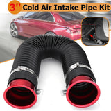 Dark Slate Gray 3Inch Universal Cold Air Intake Feed Flexible Duct Pipe Induction Kit Filter