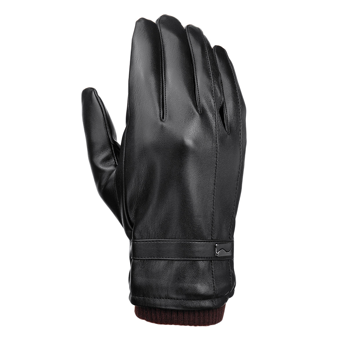 Dark Slate Gray Mens Touch Screen Gloves PU Leather Winter Warm Waterproof Fleece Lined Thermal