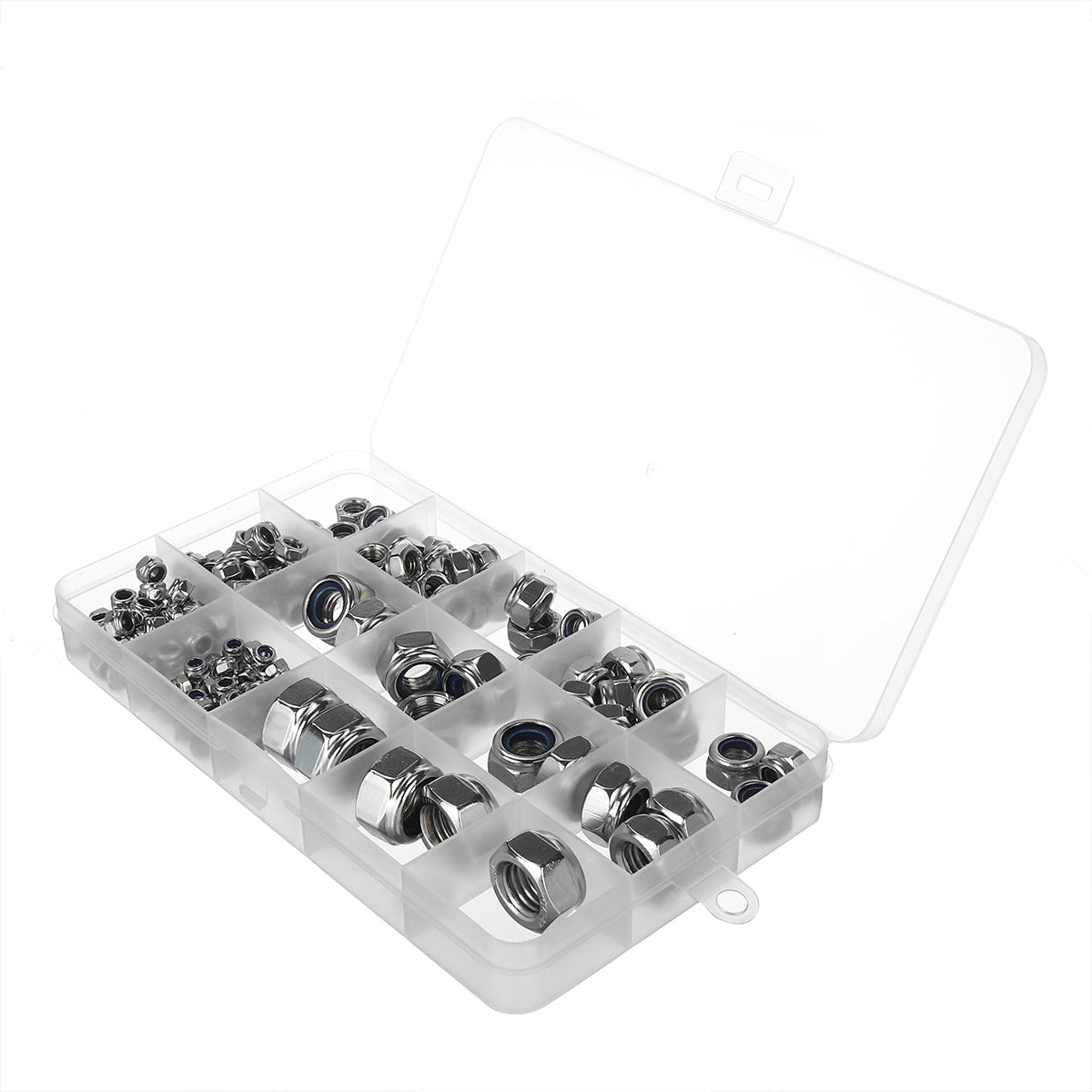 Dark Gray 170Pcs Stainless Steel Lock Nut Assortment M3/4/5/6/8/10/12 Nylon Insert Kit