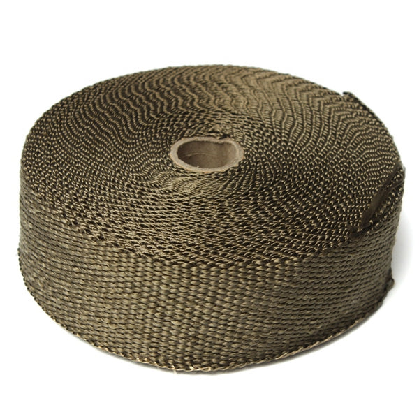 Dark Olive Green 50mmx15m Exhaust Heat Wrap Insulation Pipe Tape Titanium Glass Fiber With 6 Stainless Ties