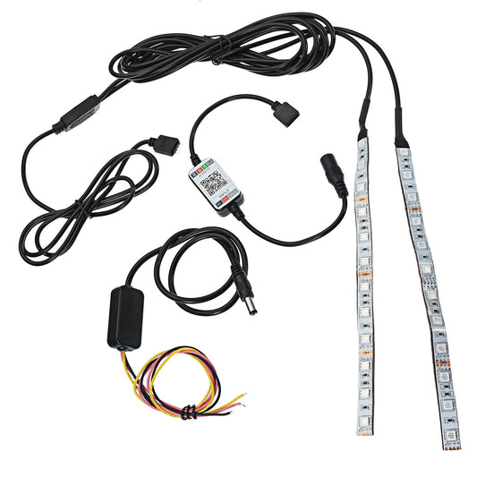 White Smoke 2Pcs 20cm Flexible RGB 12-LED Demon Angel Eyes Lights Kit 5W 12V Phone APP Control for 2.5"/2.8"/3.0" Retrofit Projector Lens