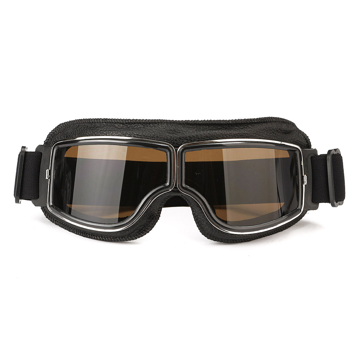 Black Helmet Leather Goggles Anti-UV Protective Glasses Eyewear Motorcycle Bike Scooter