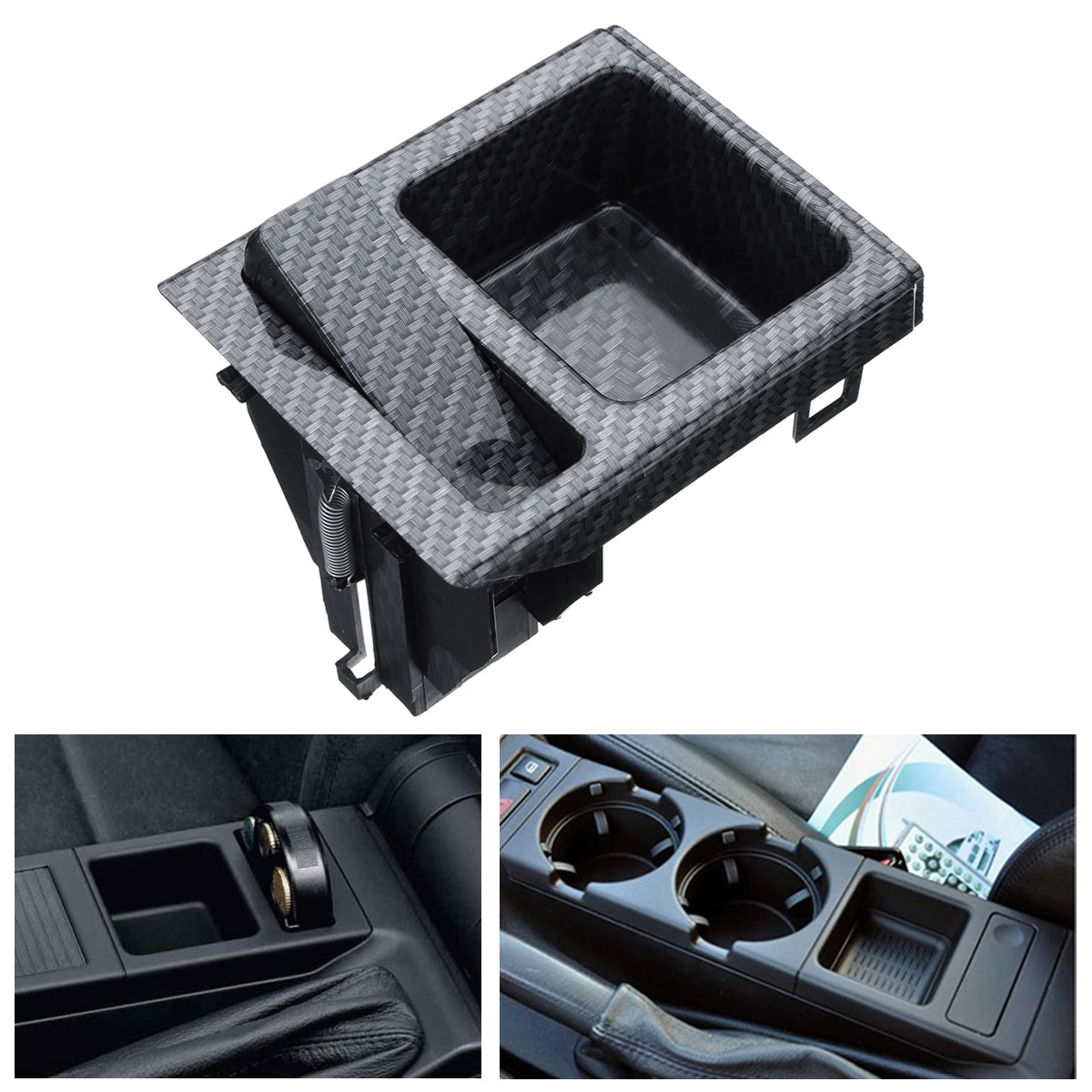 Dark Gray Carbon Centre Console Storage Tray Coin Box for BMW E46 325 3 Series 51168217957