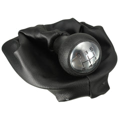 Black 5 Speed Gear Shift Gaiter Knob For PEUGEOT 207 307 406 Black Chrome Leather