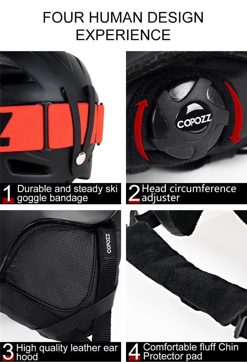 Tomato COPOZZ Snowboard Ski Motorcycle Helmet Safety Protective Integrally-molded Breathable Men Women Skateboard Skiing