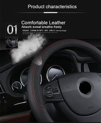 Universal Leather Car Steering Wheel Cover - Auto GoShop