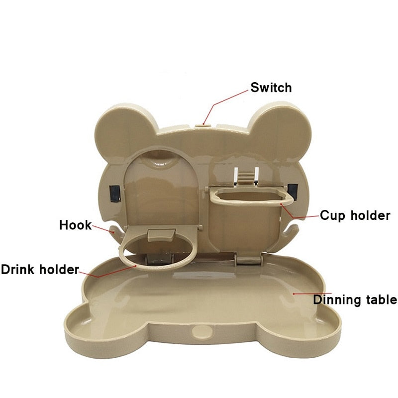 Dim Gray Child Car Seat Table Car Seat Tray Storage Kids Toy Food Water Holder Children Portable Table For Car Baby Food Desk ABS