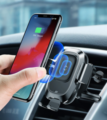 Firebrick Smart car bracket wireless charging air outlet mobile navigation frame wireless charging sensor bracket (Black)