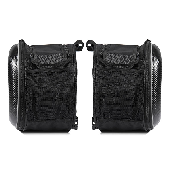 Black 58L Motorcycle Saddlebags Rear Seat Luggage Large Capacity Multi-use Expandable