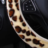 Tan Universal Car Steering Wheel Cover Plush Elastic Skidproof Warm Protector Covers
