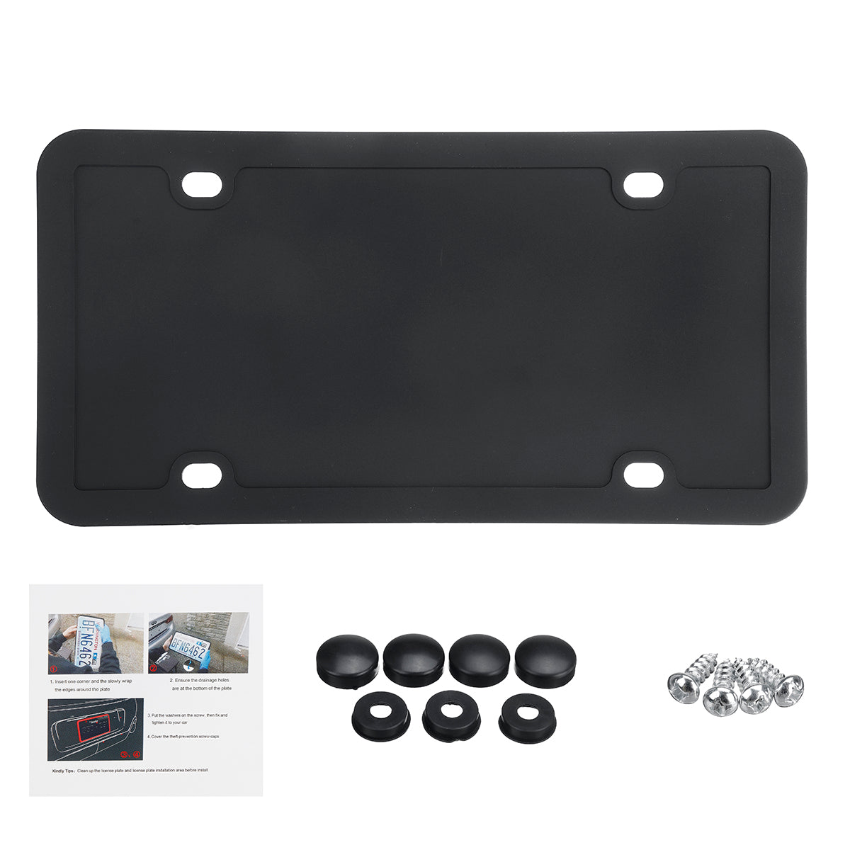 Dark Slate Gray Car Silicone License Plate Frame Tag Bracket Holder Protection Rack Universal