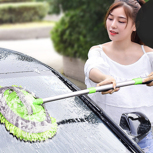 Car Wash Mop Special Brush Car Brush Soft Fur Cleaning Does Not Hurt The Car Car Wiper Tool Retractable (Green) - Auto GoShop