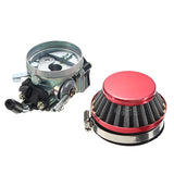Light Coral Carb Carburetor with Air Filter Red For 49cc 50cc 60cc 66cc 80cc 2-Stroke Motorized Bike