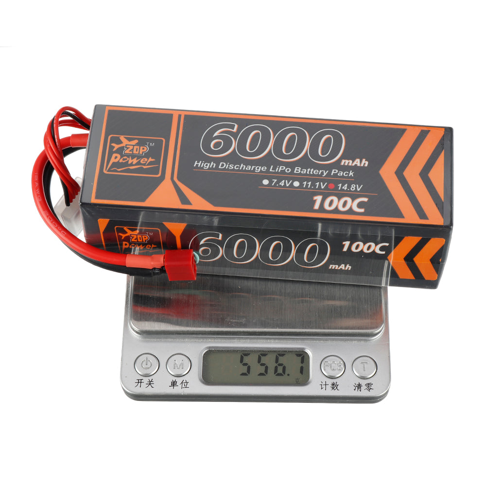 Dim Gray ZOP Power 14.8V 6000mAh 100C 4S T Plug Lipo Battery for RC Car