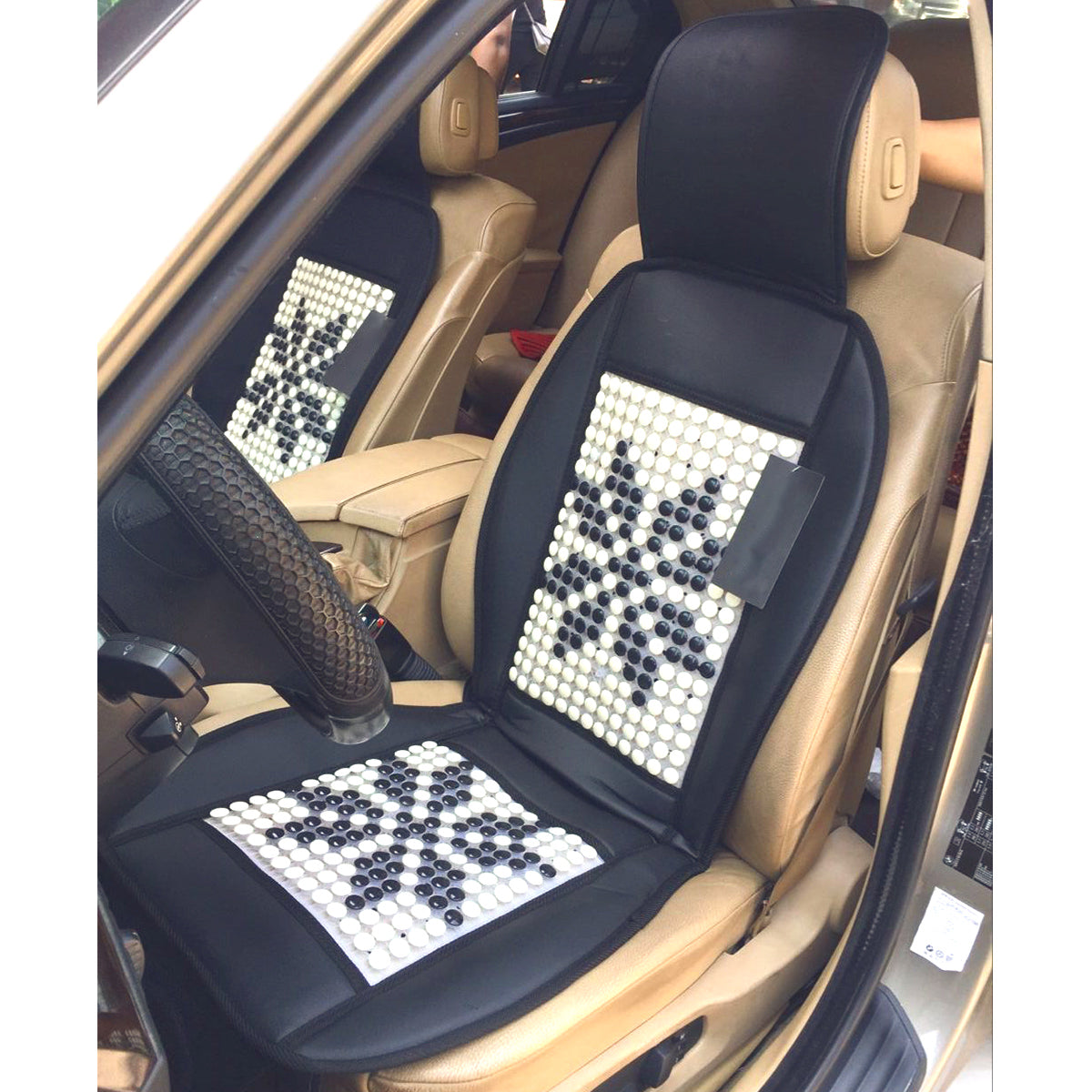 Universal 12V Therapy Massage Car Font Seat Cover Cushion Bead Summer Cooler - Auto GoShop