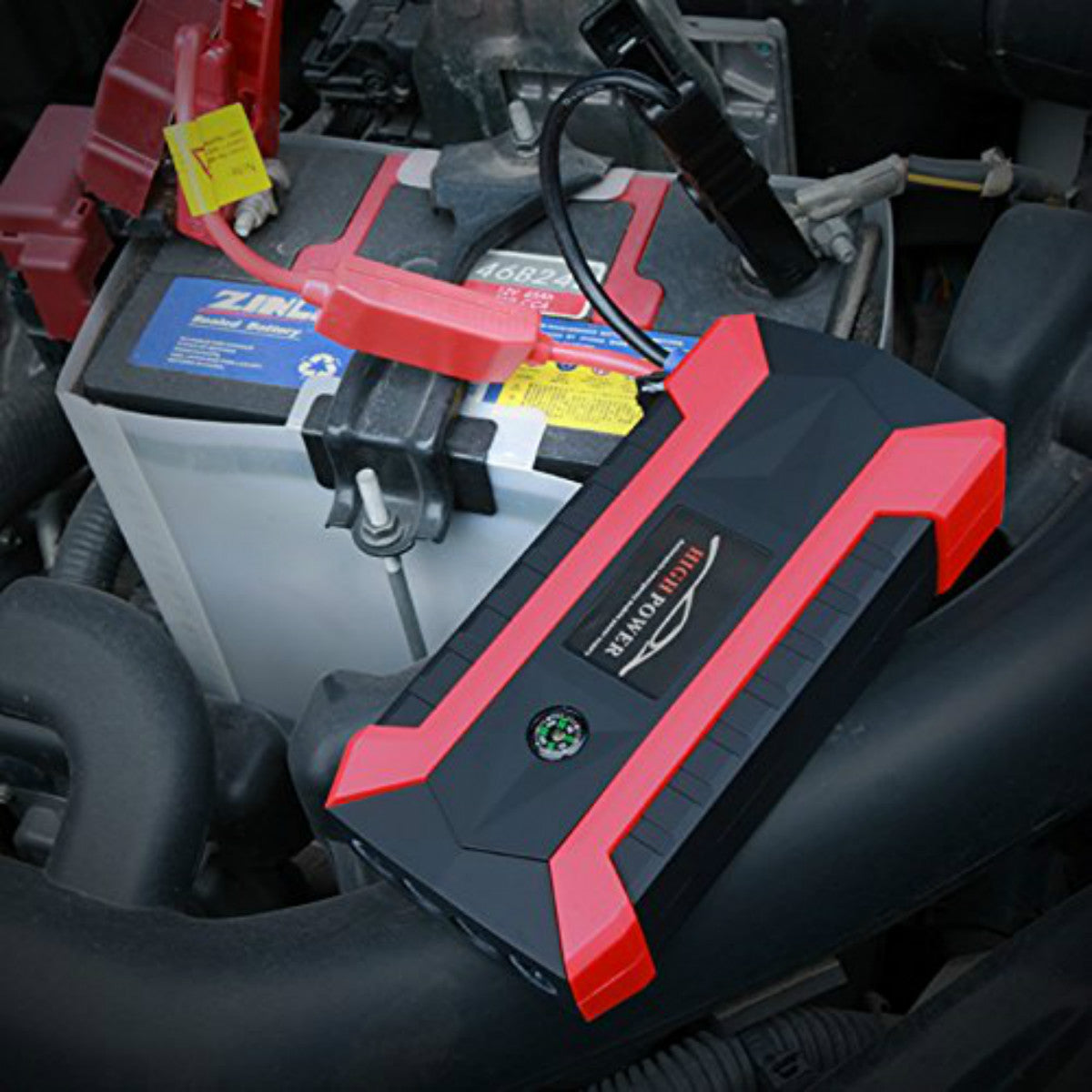 JX29 Portable Car Jump Starter 89800mAh 600A Peak 12V Emergency Battery Booster with LED Flashlight Compass - Auto GoShop