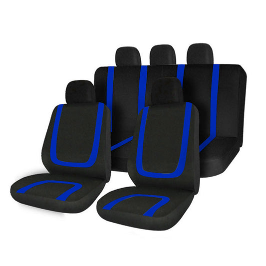 Universal Car Seat Covers Polyester For Auto Truck Van SUV 5 Heads Blue & Black - Auto GoShop
