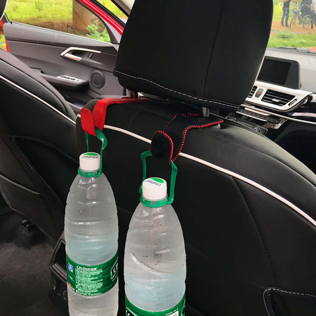 Leather Aluminum Alloy Car Back Seat Headrest Hanger Car Hook Drink Holder - Auto GoShop
