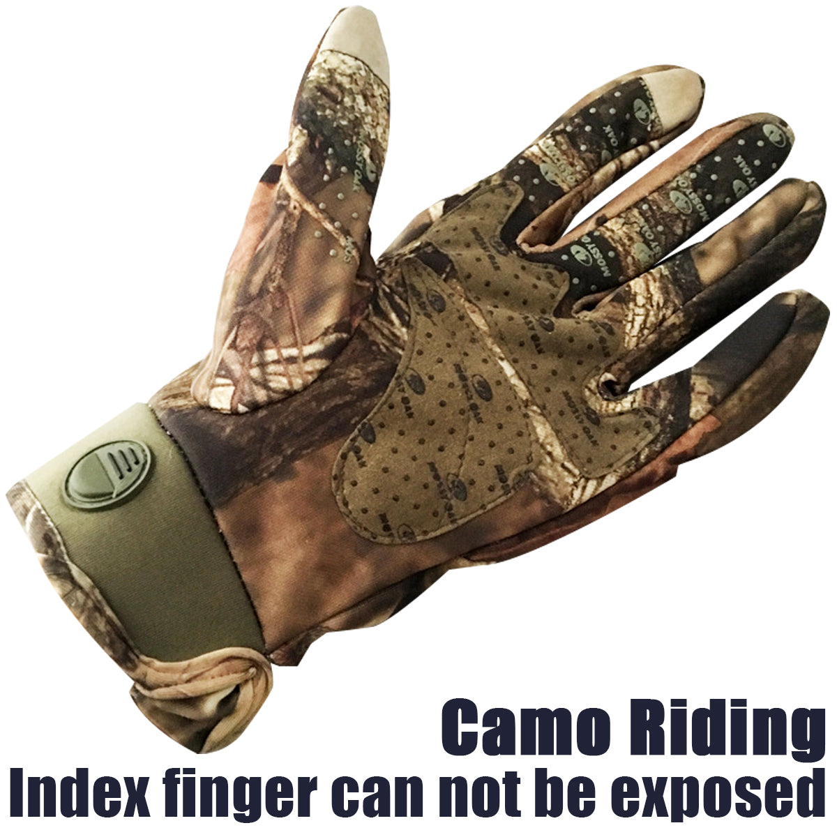 Dark Olive Green Touch  Screen Glove Winter Warm Riding Gloves PU Anti-slip Thermal Riding Adjustable