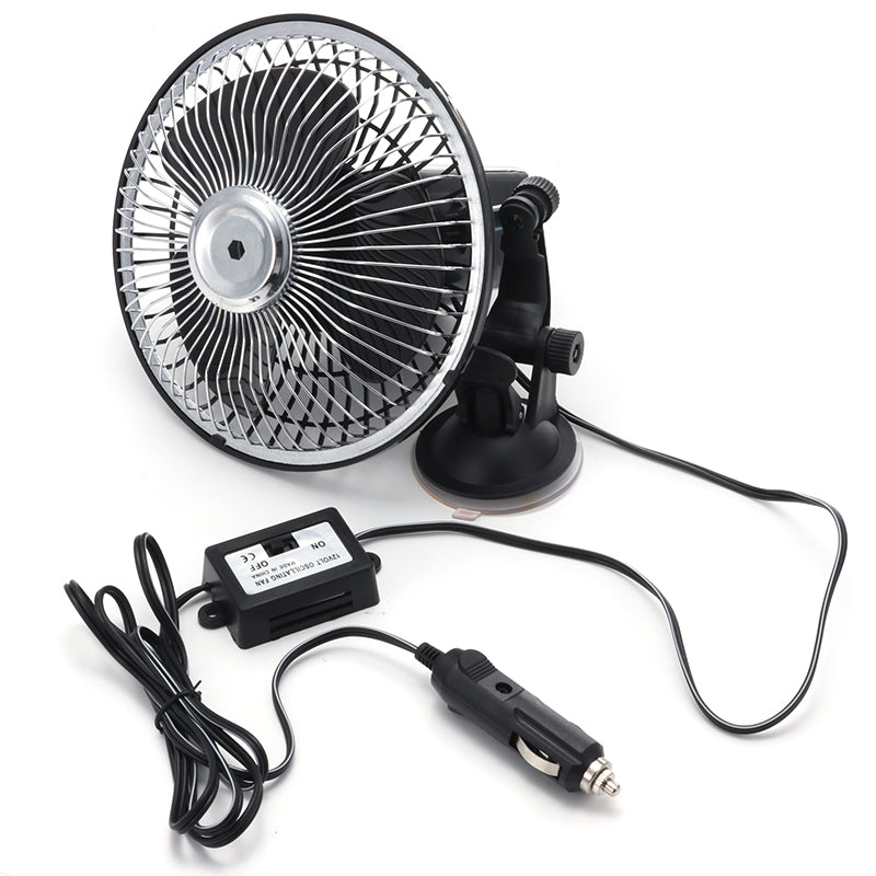 Black 6 Inch Black 12V 24V Mini Car Air Fan Adsorption Ventilation Cooling Portable Fan