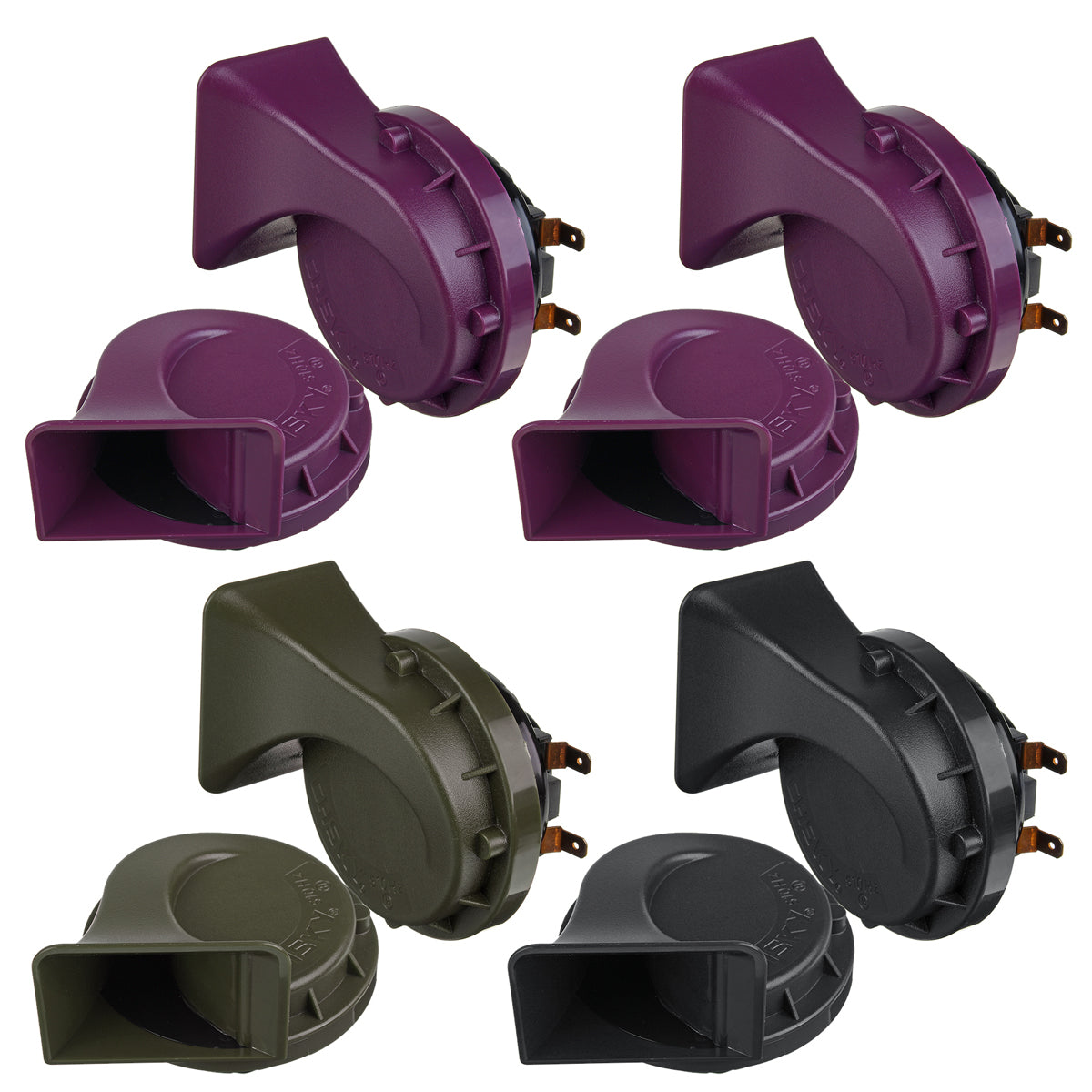 Dark Slate Gray 2pcs 12V / 24V Snail Air Horn Loud Dual Tone Electric For Motorcycle Car