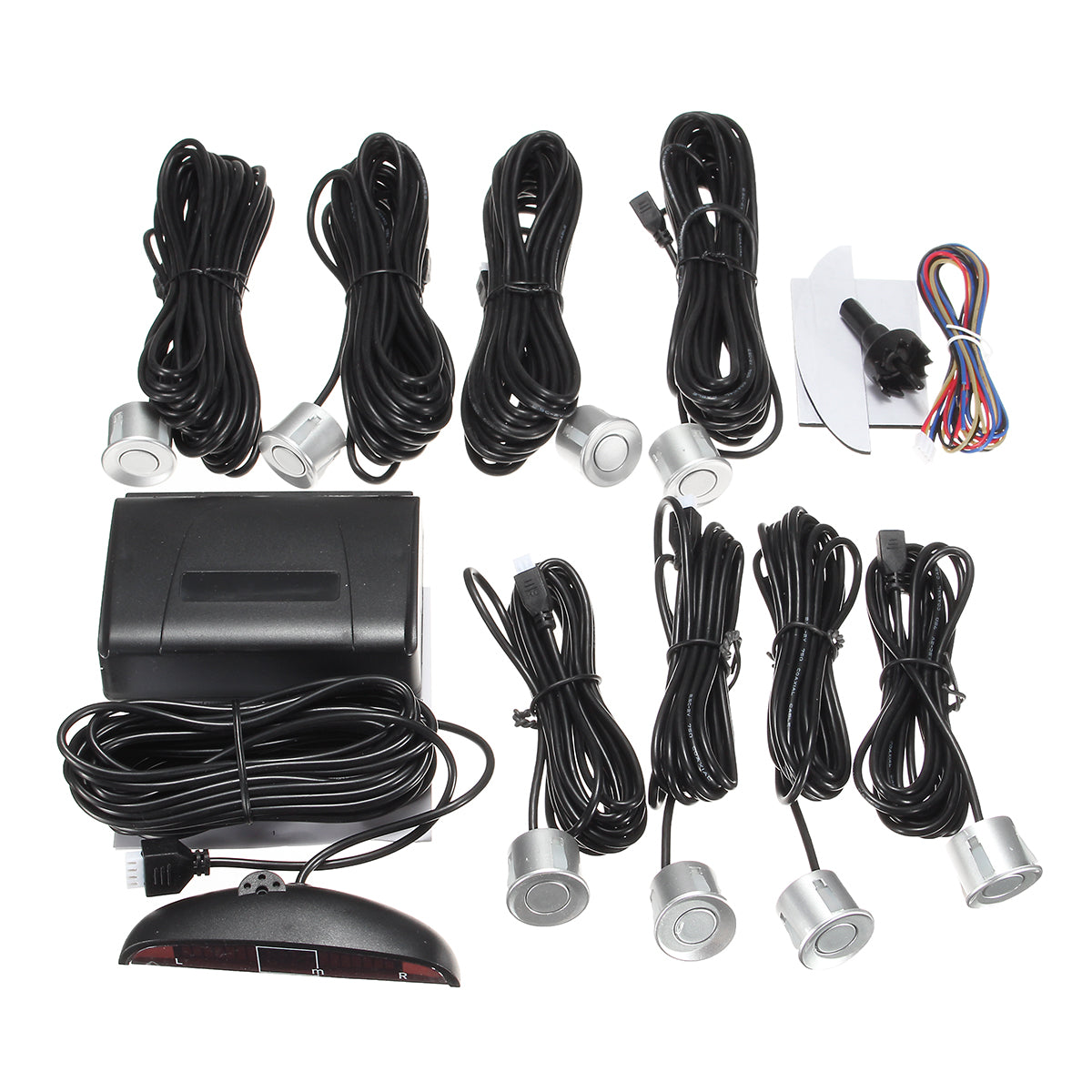 4 Front & 4 Rear LCD Display Monitor Reverse View Backup Parking 8 Car Sensor Buzzer Alarm Detector System - Auto GoShop