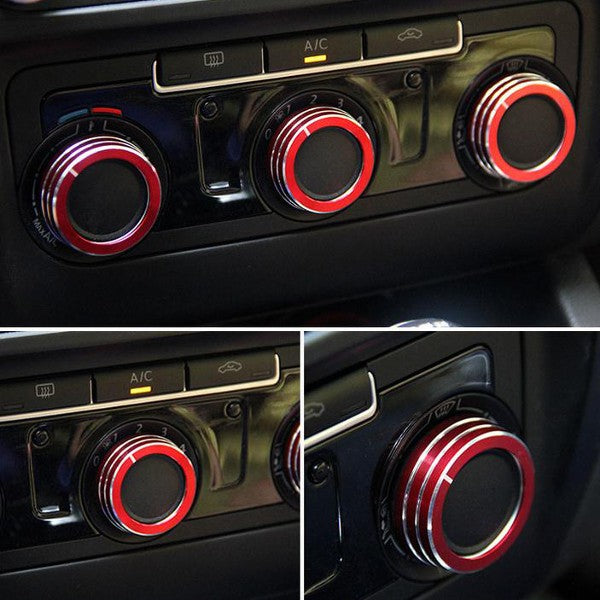 Dark Slate Gray 3pcs/Set Cars Alu Decorative Knob Ring Air Conditioning Knob Ring for New Sagitar 2012-2014 Golf 6