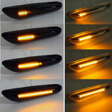 Dark Gray Pair LED Dynamic Side Marker Lights Repeater Turn Indicator Lamps White/Yellow For BMW E46 E60 E82 E88 E90 E92 E93