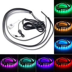 Ghost White 4PCS 36Inch+24Inch RGB LED Car Floor Underglow Decoration Lights Tubes Waterproof with Wireless APP Remote Control Sound Control