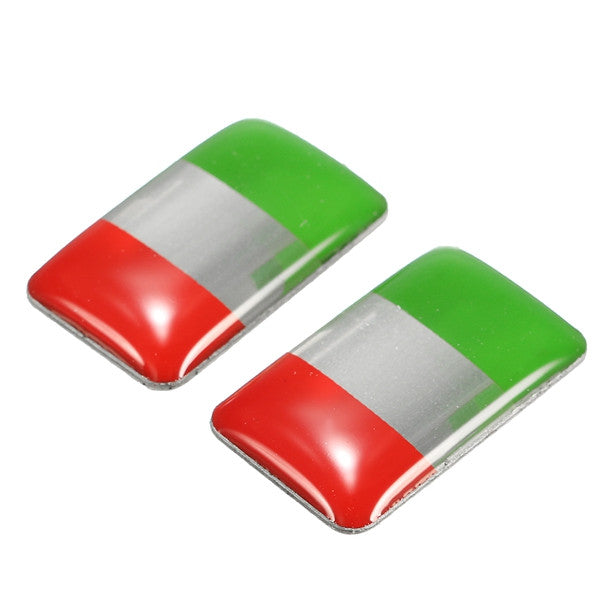 Lime Green Pair Aluminium Italy Flag Badge Emblem Car Sticker Self-adhesive Labeling Decal Decoration
