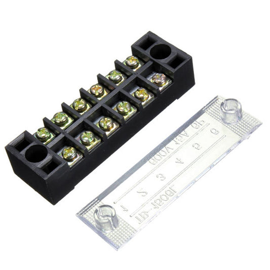 600V 15A 6 Position Double Row Wire Barrier Block Screw Terminal Strip Panel - Auto GoShop