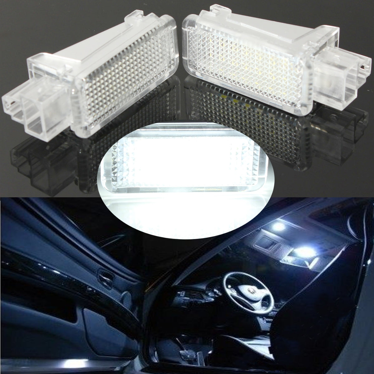 Mint Cream Pair LED Interior Light Door Courtesy Footwell Luggage Lamp For AUDI VW SKODA Lambo