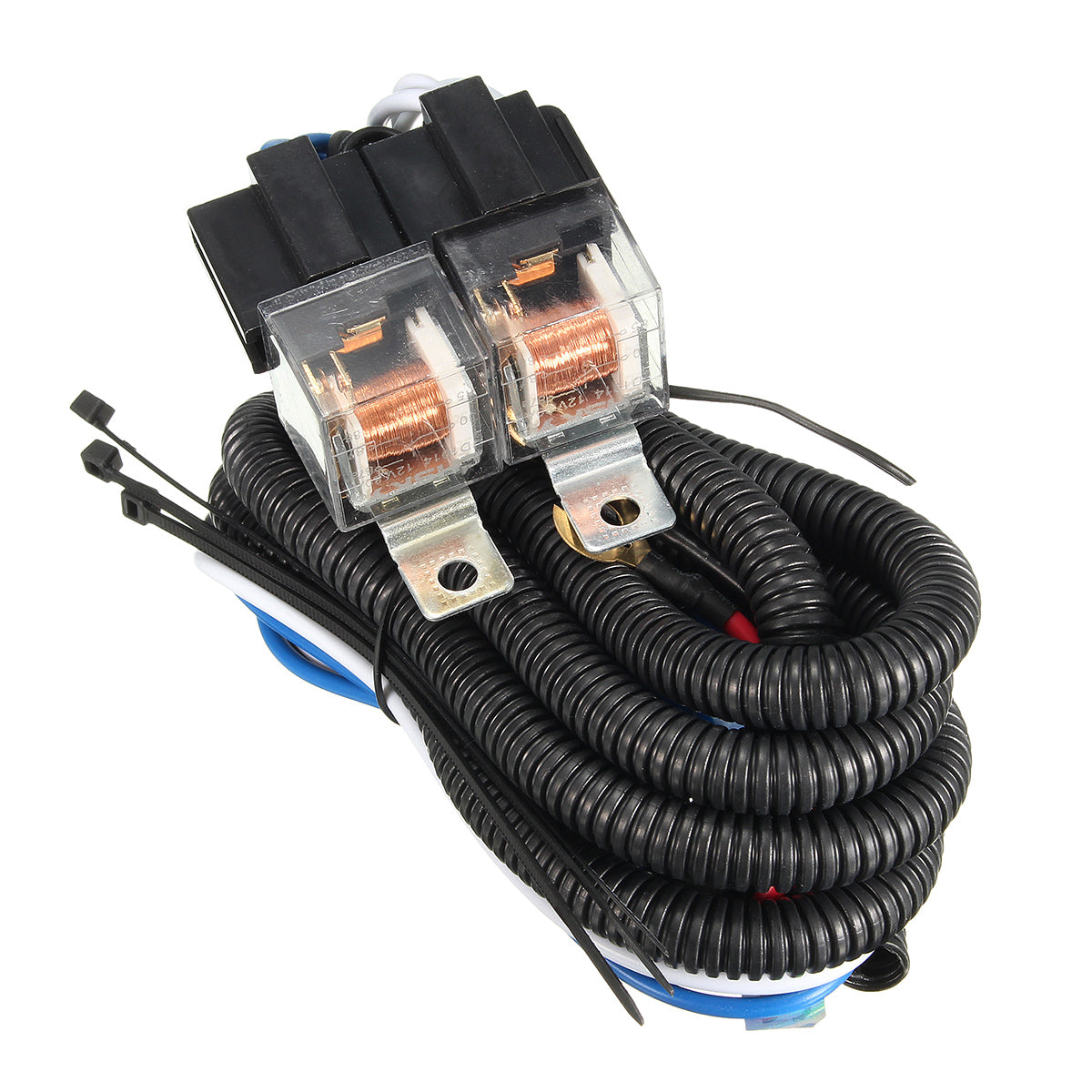 Dark Slate Gray 12V 7inch H4 Headlight 2 Headlamp Relay Wiring Harness Light Socket Plug Connector