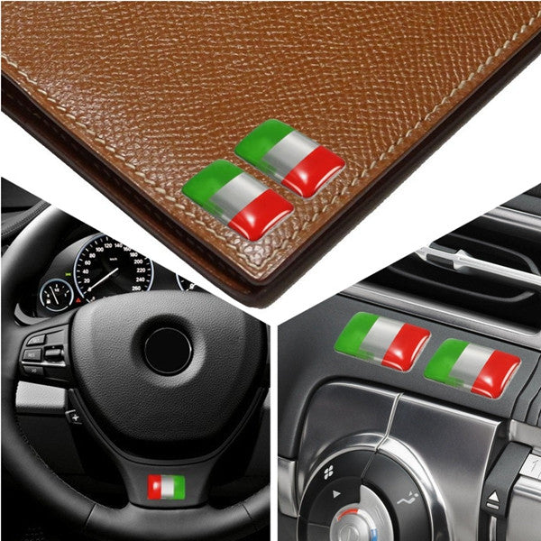 Forest Green Pair Aluminium Italy Flag Badge Emblem Car Sticker Self-adhesive Labeling Decal Decoration