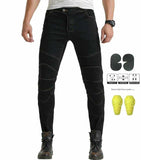 Cotton Motorcycle Jeans with Protective Knee Pads
