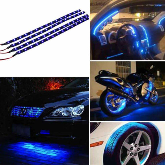 Juego de tiras de luces decorativas para coche LED azules