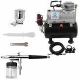 Compact Air Compressor with Dual Action Airbrush