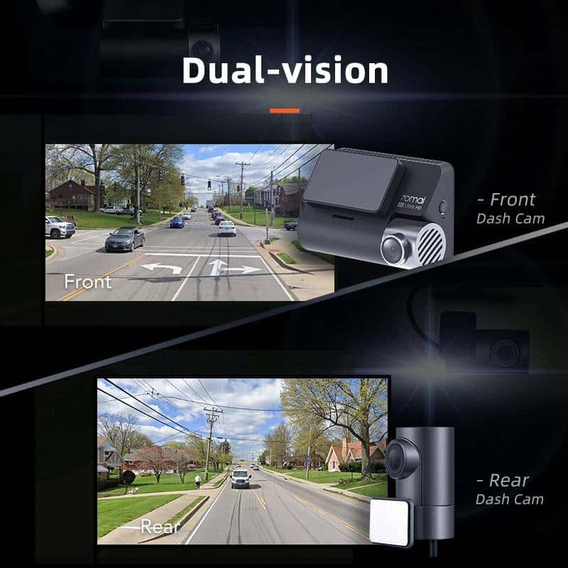 4K-Dashcam mit zwei Objektiven, integriertem GPS und Parkmonitor