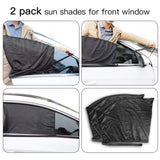 1 Pair Car Sun Visor Front/Rear Window Sun Shade Net Mesh Design Black Auto Sunshade Curtain - Auto GoShop