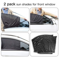 1 Pair Car Sun Visor Front/Rear Window Sun Shade Net Mesh Design Black Auto Sunshade Curtain - Auto GoShop