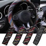 Car Steering Wheel Cover Ethnic Style Car Steering-wheel Covers Car Accessories Linen Universal Pretty Ethnic Style Flax Cloth - Auto GoShop