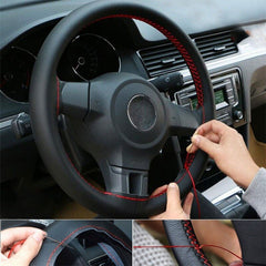 DIY Steering Wheel Covers Soft Leather Braid On The Steering Wheel Of Car With Needle Thread - Auto GoShop