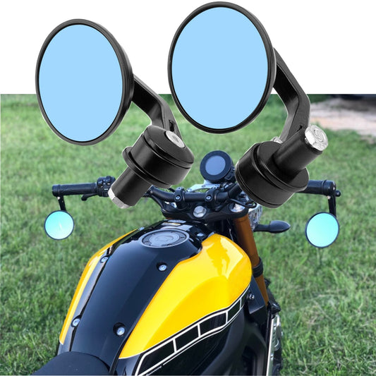 Yellow Round 7/8" Handlebar Aluminum Alloy Motocycle Rearview Mirrors Moto End Motor Side Mirrors Motorcycle Cafe Racer Accessories (CB126)