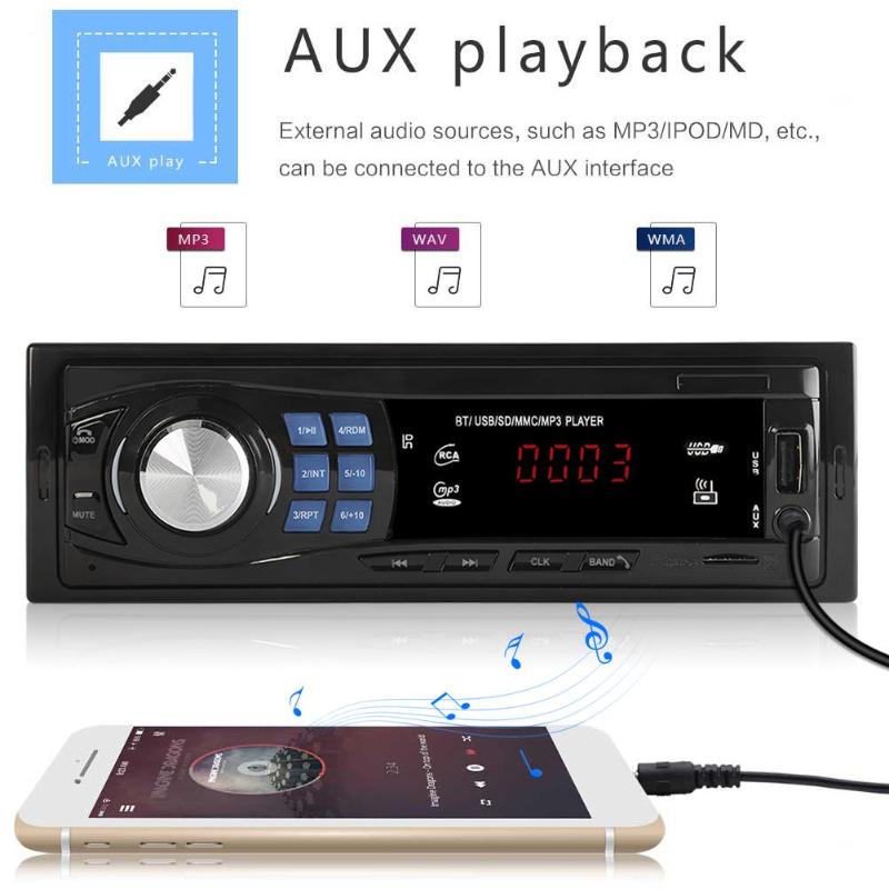VODOOL 8013 1DIN In-Dash Car Radio Stereo Remote Control Bluetooth Autoradio 12V FM Auto Radio Car MP3 Player USB/TF/AUX Input - Auto GoShop