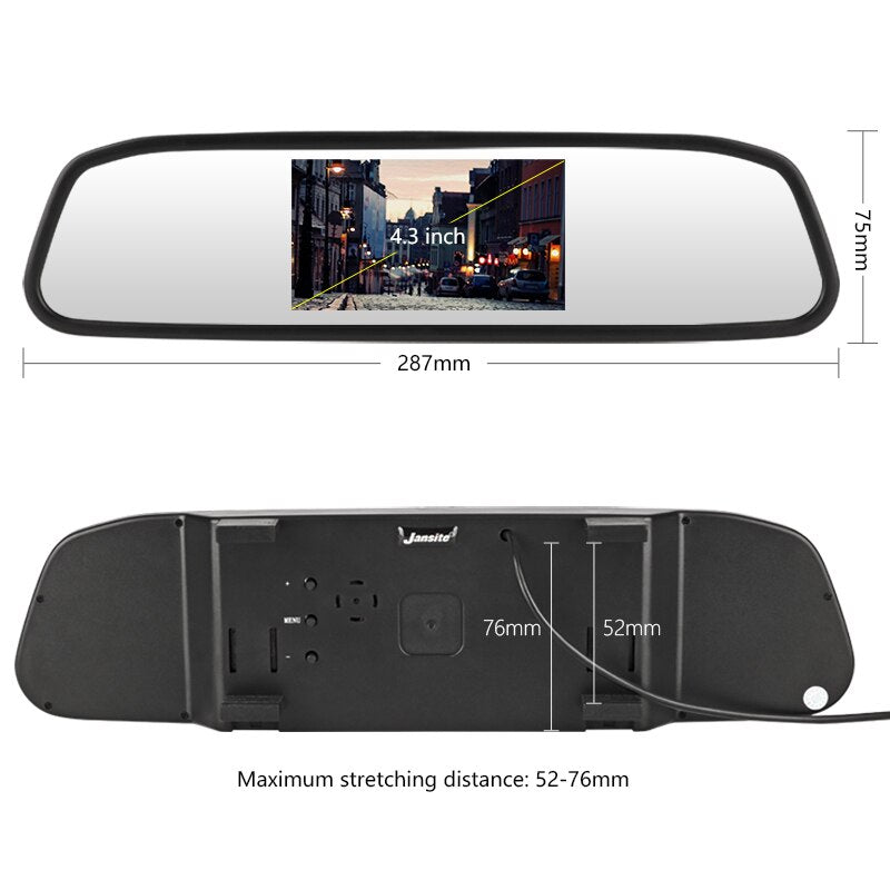 Dark Slate Gray 4.3 inch Car HD Rearview Mirror CCD Video Auto Parking Assistance LED Night Vision Reversing Rear View Camera Transparent glass