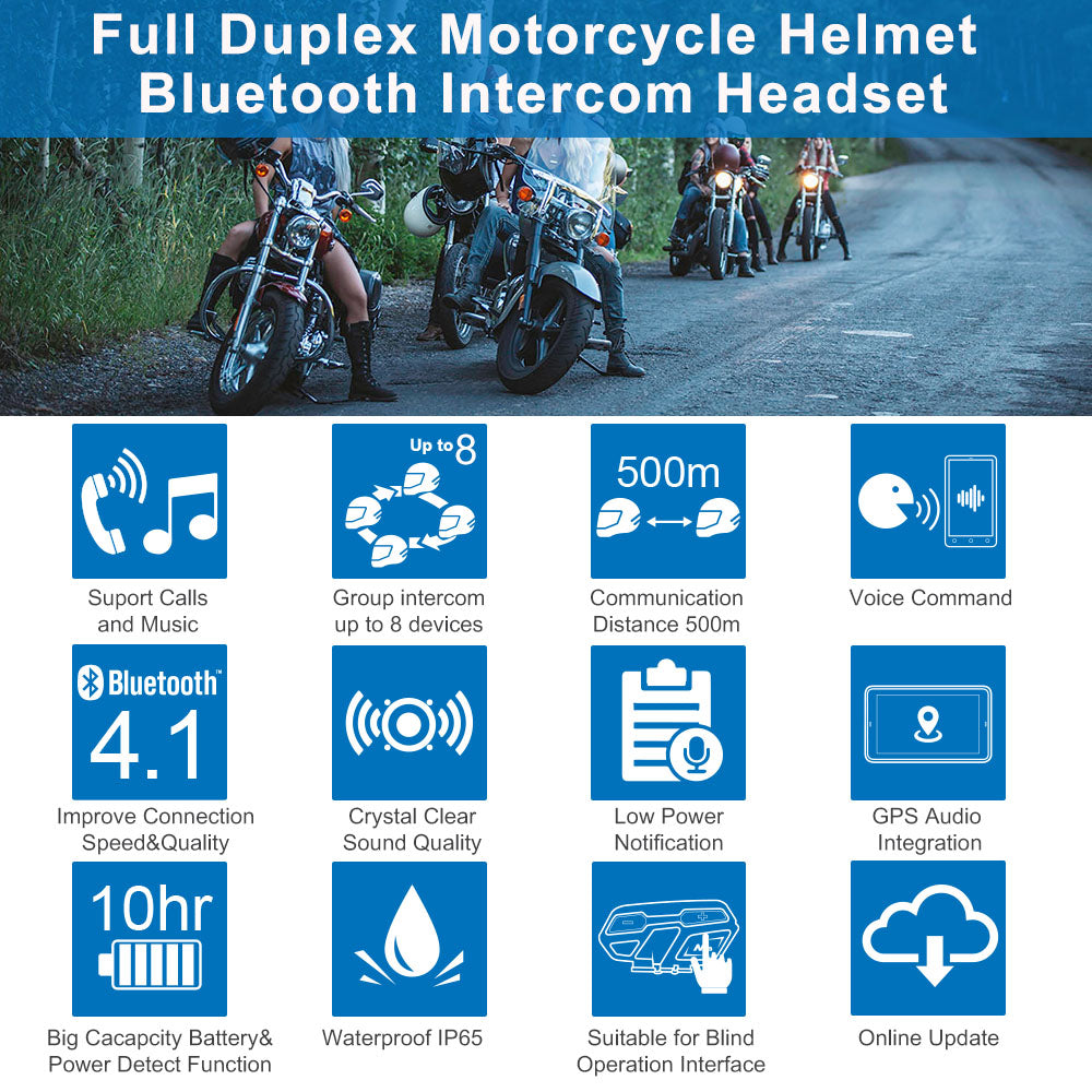 Dark Cyan Fodsports 2 pcs M1-S Pro motorcycle helmet intercom bluetooth headset 8 rider 2000M intercom waterproof group BT Interphone