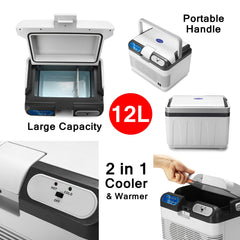 12L Car Refrigerator 60W Compressor Cooler Portable Car Fridge Cooling & Warming 2 Charging Methods for Home Travel Camping - Auto GoShop