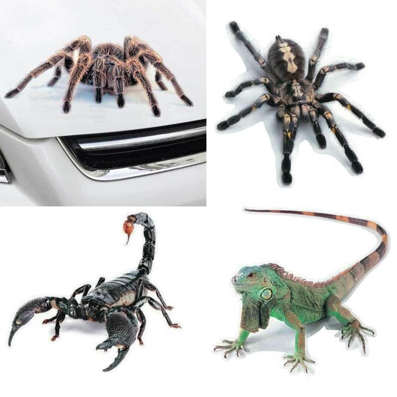 Black 3D Car Sticker Animals Bumper Spider Gecko Scorpions Car-styling Abarth Vinyl Decal Sticker Cars Auto Motorcycle Accessories