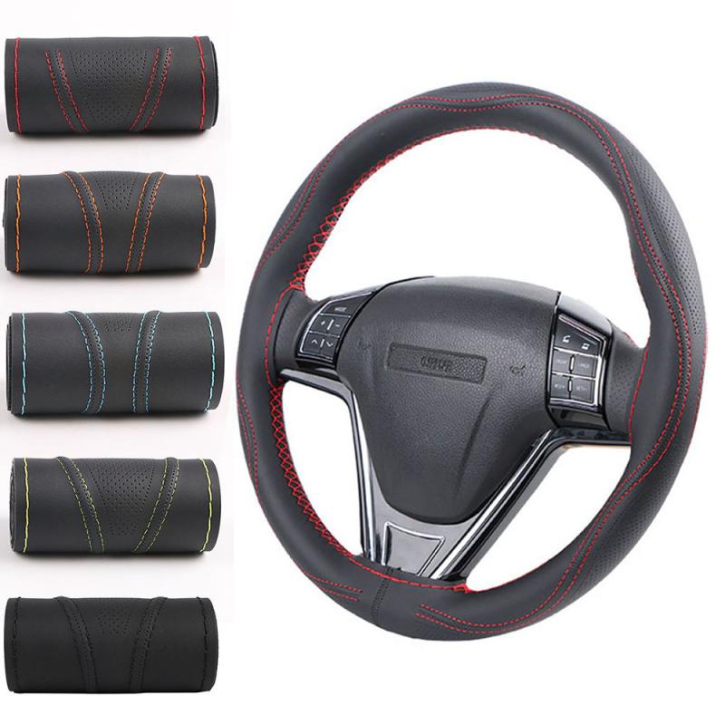 Super Anti-wear Car Steering Wheel Covers Micro Fiber Leather Three-dimensional Breathable Anti-slip Steering Cover Wheel Sleeve - Auto GoShop